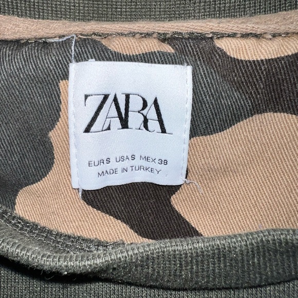 Zara Pullover Sweatshirt-Olive Army Green-Camo Pocket-Small - Picture 4 of 5